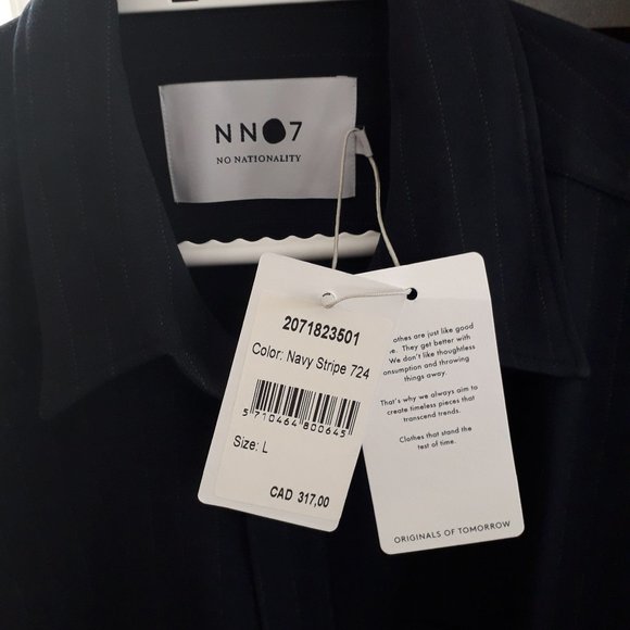 NWT - OVER 80% OFF NO NATIONALITY NN07 MENS NAVY STRIPE SHIRT - Picture 4 of 10